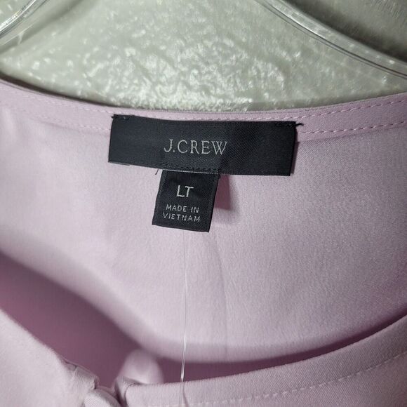 J Crew Pink Puff Sleeve Keyhole Neckline Crepe Top Blouse BL712 Women Sz Lg tall - Picture 3 of 9